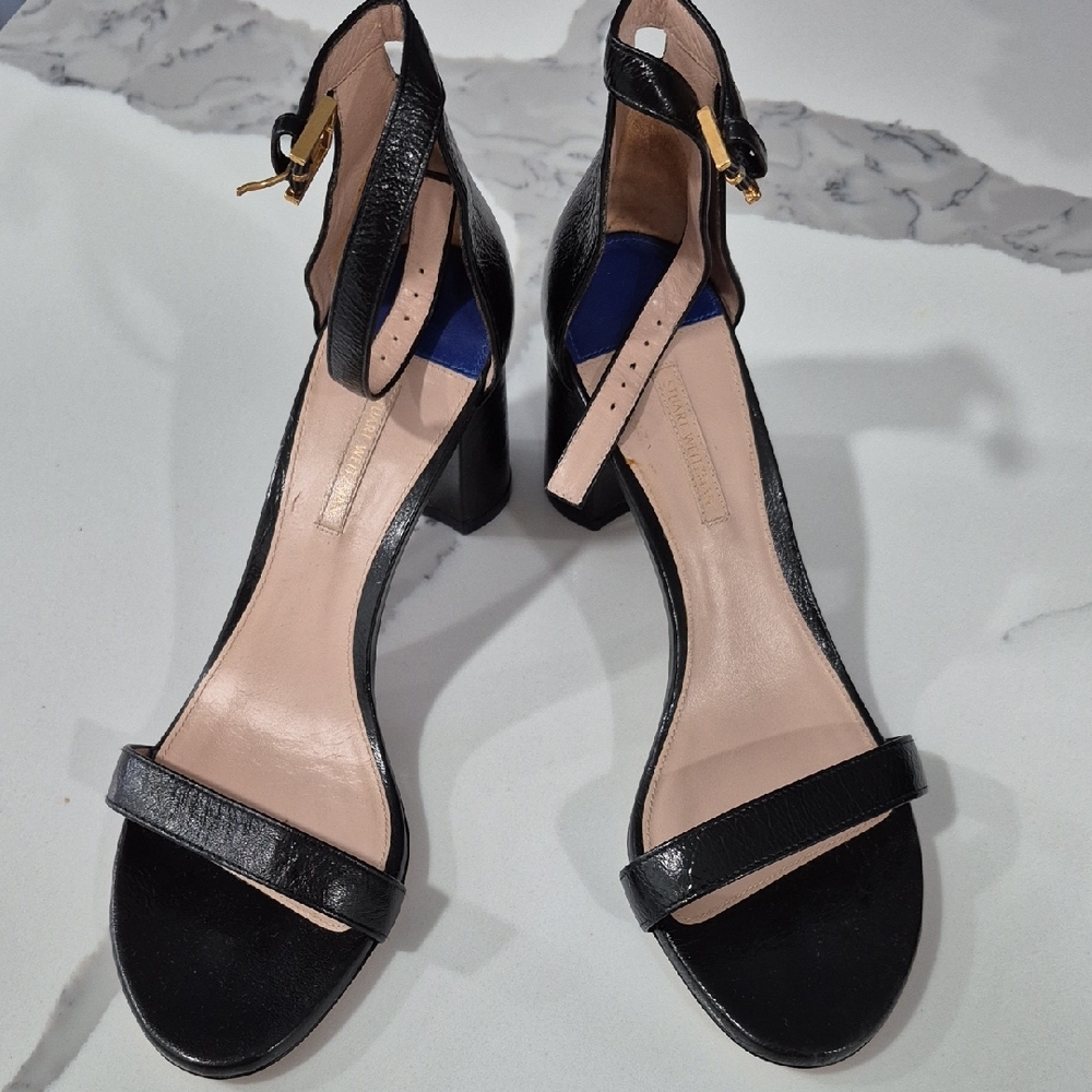 Nwot Stewart Weitzman Black Leather Women's Sandals Size 10